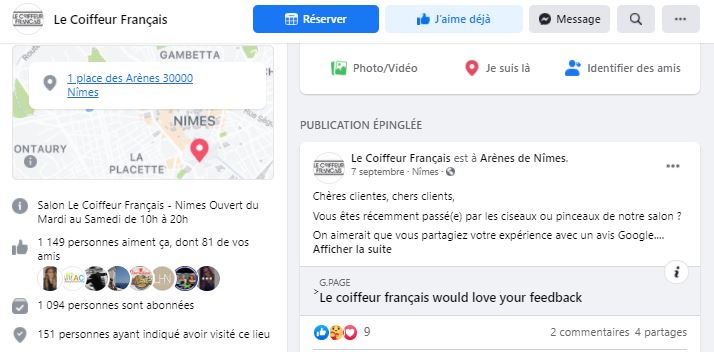 Le coiffeur français sur les réseaux sociaux avec sa page pro Facebook ayant passée les 1000 fans en 2020